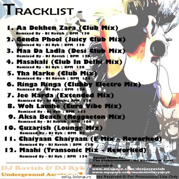 01. dj ravish - aa dekhen zara (club mix) (5:19)
02. dj ravish - aksa beach (reggaeton mix)